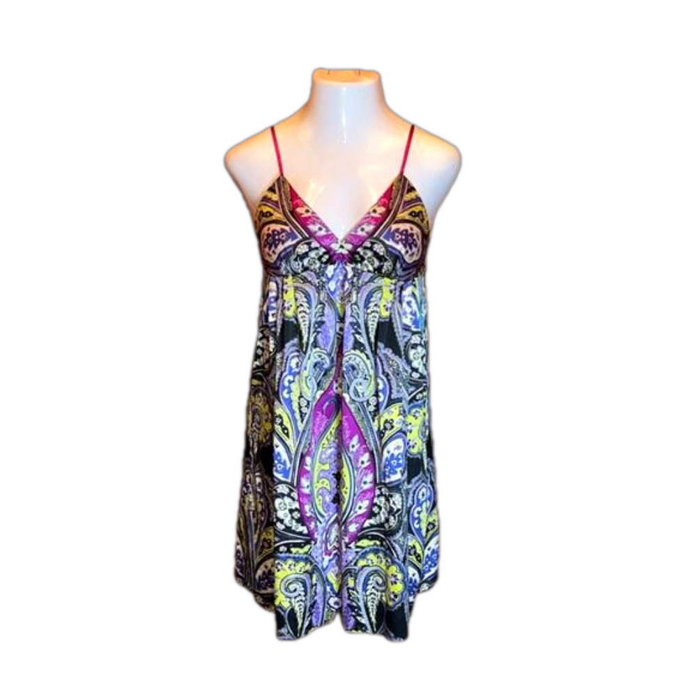 ICE Vibrant Multi-Color Paisley Floral Print  Sundress Size 10